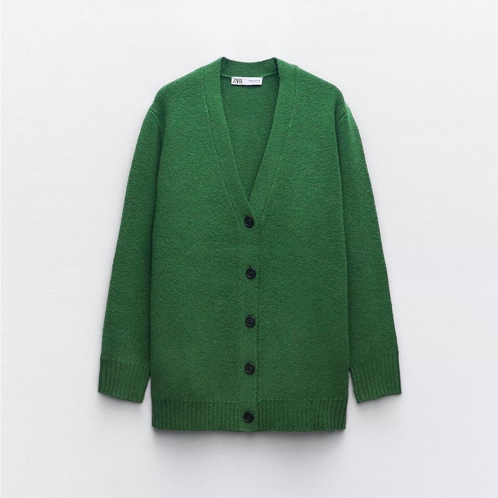 ZARA Wool Blend Basic Knit Cardigan